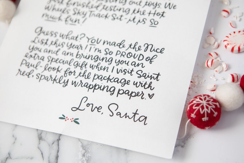 Handwritten Personalized Letter from Santa // Stocking Stuffer // Christmas Keepsake image 3