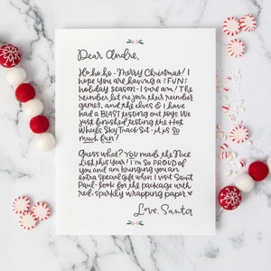 Handwritten Personalized Letter from Santa // Stocking Stuffer // Christmas Keepsake Email & Print