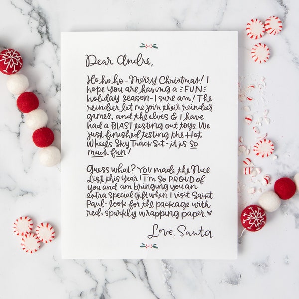 Handwritten Personalized Letter from Santa // Stocking Stuffer // Christmas Keepsake