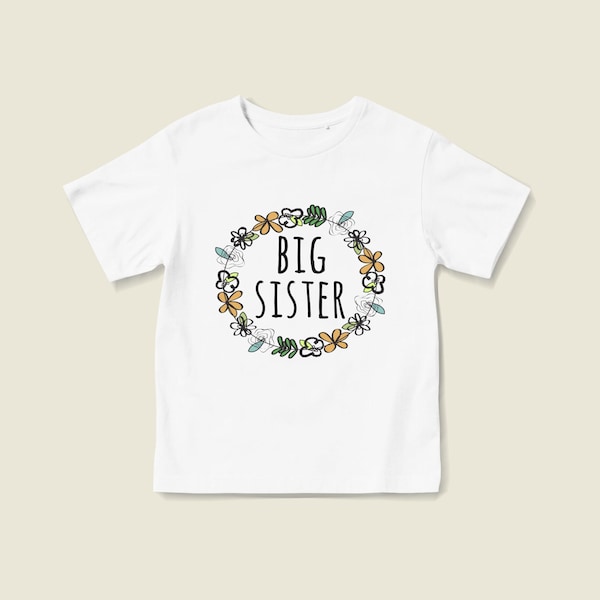 Floral Big Sister Shirt, Big Sister Tshirt, Big Sis Top, Pregnancy Announcement, Sibling Gift, Baby Announcement Shirt, Coming Home Outfit