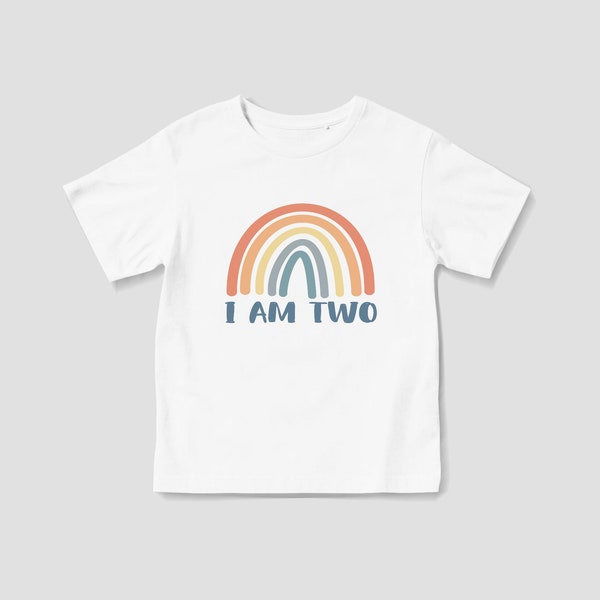 I Am Two - Unisex Rainbow Top, Toddler Birthday T-Shirt, Bright Cake Smash Outfit, First Birthday Gift, 2nd Party Tee, Photo Shoot Shirt