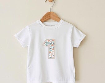 Kids 1st Birthday Flower Print Tshirt - Pastel Floral Tee for 1 Year Olds