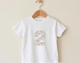 Floral 2nd Birthday Tshirt - Kids Simple Number 2 Party Top