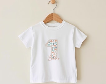 Floral 1st Birthday Tshirt - Personalised Girl's First Birthday Top