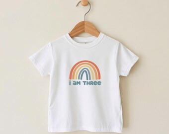 Rainbow Kids 3rd Birthday T-Shirt - Children's Party Outfit in Bold Retro Colours
