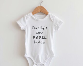 Daddy's New Padel Buddy Baby Bodysuit - Fun Pregnancy Announcement for Sport Loving Dads