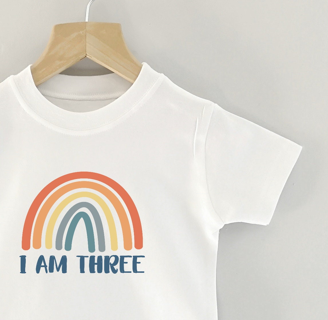 I Am Three Rainbow Toddler Birthday T-shirt Multicolour - Etsy UK