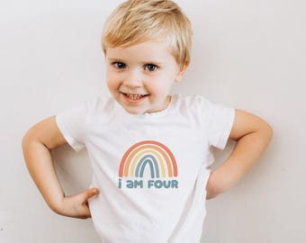 Rainbow 4th Birthday T-Shirt: Unisex Party Outfit
