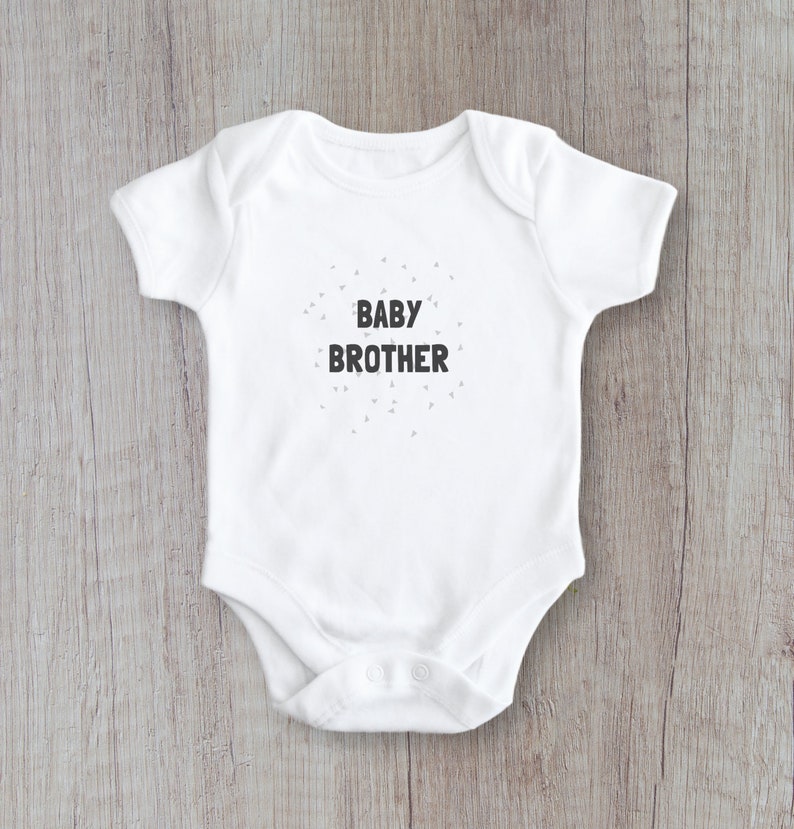 New Baby shirt Sibling Gift Little Brother Family Photo Prop Black and Grey Modern Minimal Baby Brother Bodysuit Birth Announcement