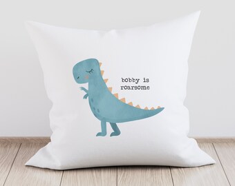 Personalised Dinosaur Cushion, Funny Kids Dinosaur Gift, T-Rex Gift for Boys or Girls, Dino Nursery Decor, Kids & Toddlers Birthday Present