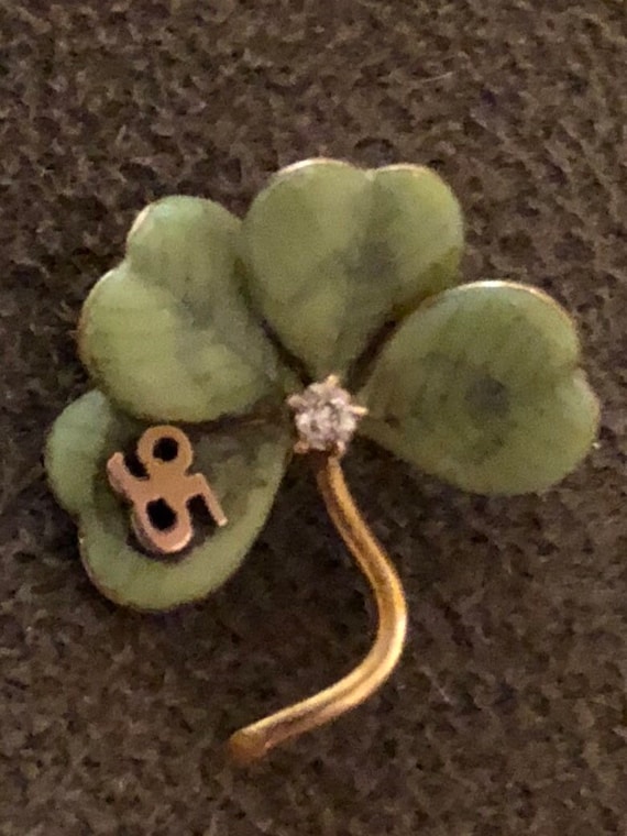 Antique Enamel and Gold Clover Pin