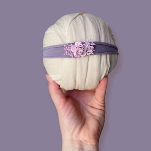 Purple Baby Girl Headband Newborn Photography Lavender Bow Headband Photography Photo Shoot Prop Natural Prop Purple Lavender Floral Prop