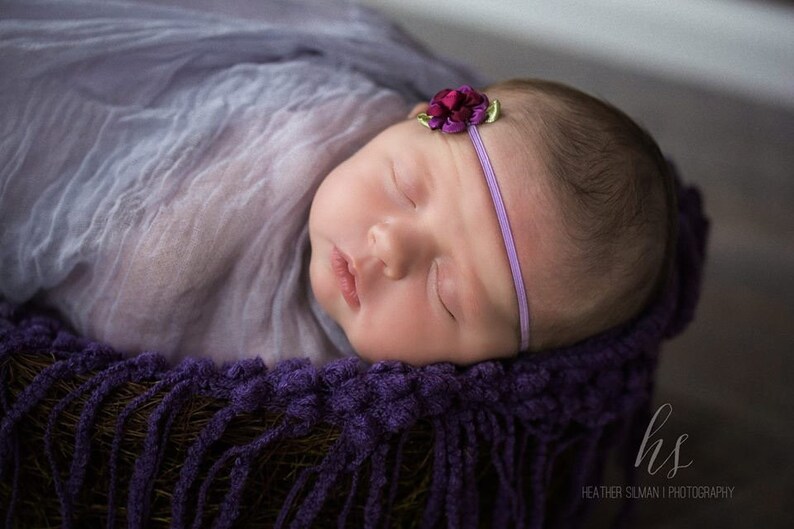 Lavender Baby Girl Headband Flower Headband Photo Prop Baby Etsy