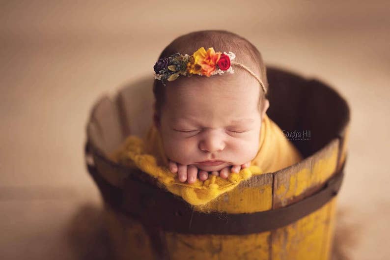 Baby Headband Organic Headband Newborn Tieback Flower Headband Etsy