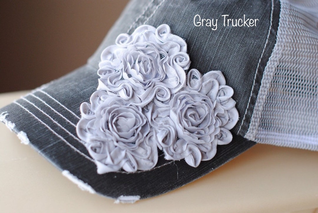 Floral Gray Trucker Hat: Women display picture 2