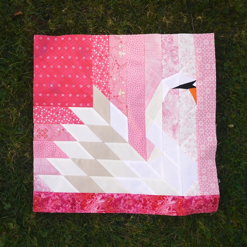 Swan Quilt Block PDF Pattern 20 x 20 Paper Etsy