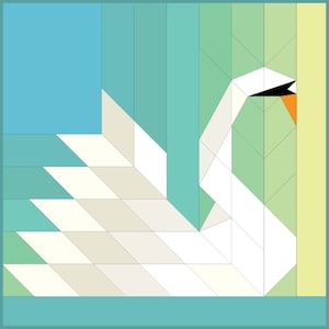 Swan Quilt Block PDF Pattern - 20" x 20" - Paper Piecing - Modern Quilt