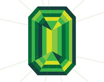 Gemstone Paper Piecing Pattern - Emerald Cut - Jewel Quilting Pattern