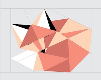 Sleeping Fox Paper Piecing Pattern - 16" x 16" Quilt Block - Digital PDF