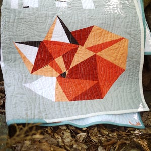 Sleeping Fox Paper Piecing Pattern 16 x 16 Quilt Block Digital PDF image 2