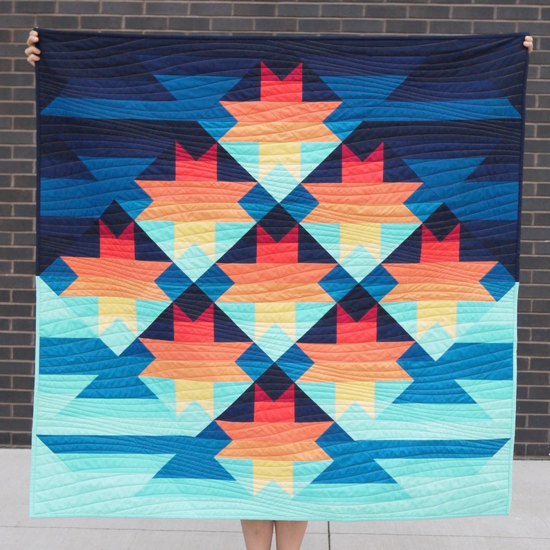 Sunset Quilt PDF Pattern Sunset Sawtooth image 3