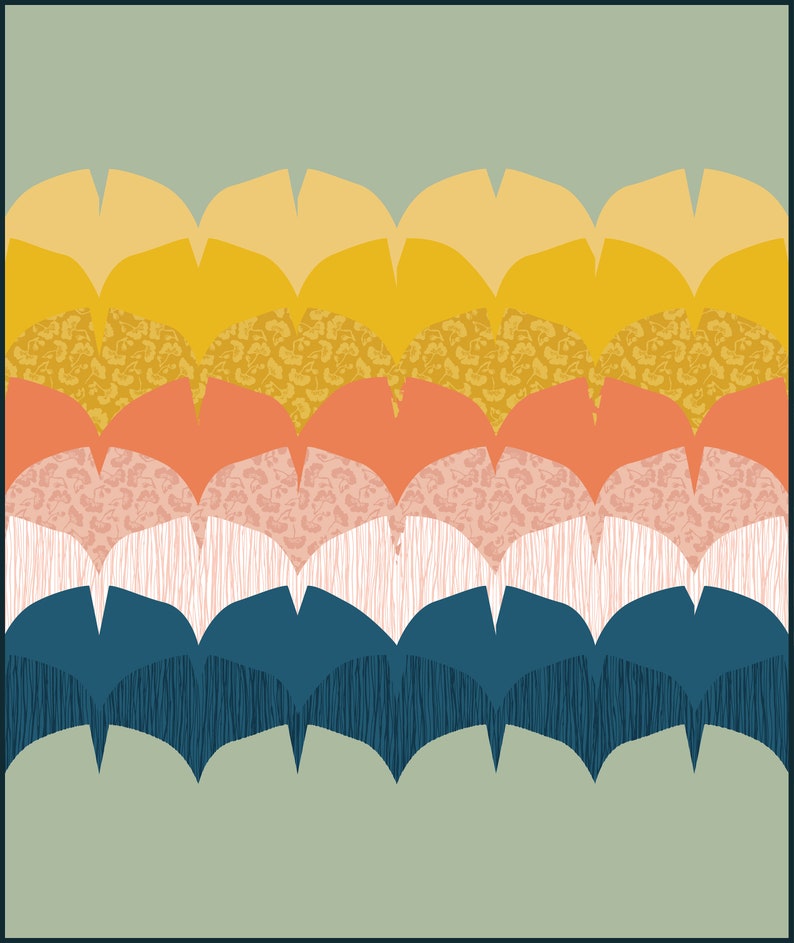 Modern Improv Quilt PDF Pattern Ginkgo Quilt / Leaf Quilt image 1