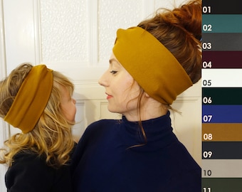 Mum & Daughter Matching Headbands MANY Colours Knitted Jersey