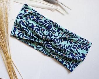 Wide Headband Blue Floral