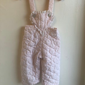 Vintage Quilted Heart Overalls Sz 6/12M Rosebuds