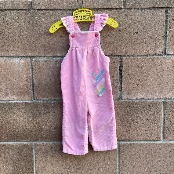 Vintage Overalls Corduroy Bunny Rabbit Sz 12/18M - image 1