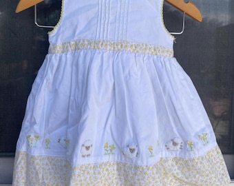 Vintage Carters Dress Embroidered Lambs Flower Sz 3M
