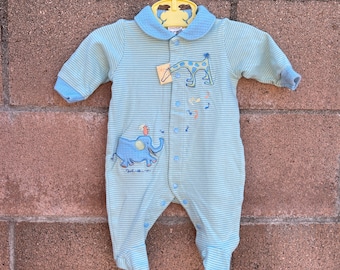 Vintage Carter’s John Lennon Yoko Ono Footed Romper Sleeper Elephant Giraffe Sz 3/6M