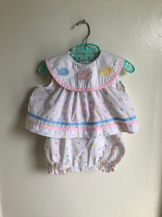 Vintage Cradle Togs Overalls Baby Girl Balloons Ro