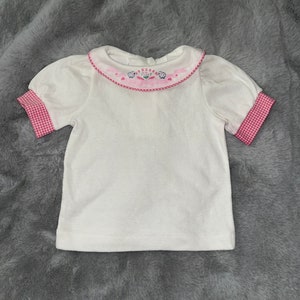 Vintage Oshkosh B Gosh Shirt Sz 6/9M Gingham Pink Lambs