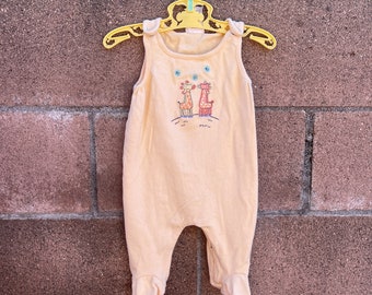 Vintage Carter’s John Lennon Yoko Ono Footed Romper Giraffe Sz 3/6M Emu Namae