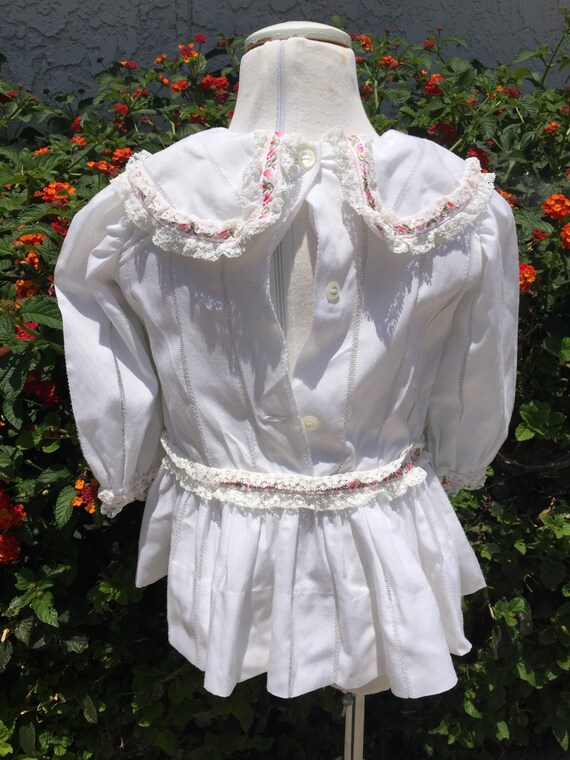 Handmade Baby Girl Dress Sz 12-18M White Pink Lac… - image 3