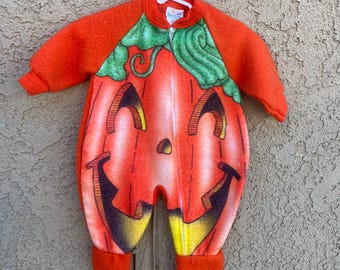 Bunny Warmers Pumpkin Baby Footed Blanket Sleeper Sz 0/6M Pjs Halloween Fall