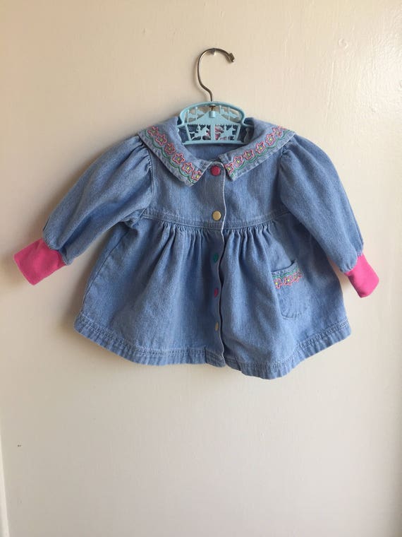 VTG Gymboree Baby Girl Denim Dress Sz 0-6M Pink 