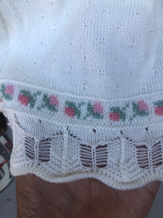 Vintage Sweater Skirt Set Knit Flowers Sz 24M - image 2