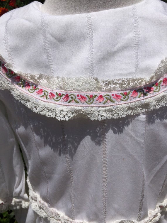 Handmade Baby Girl Dress Sz 12-18M White Pink Lac… - image 2