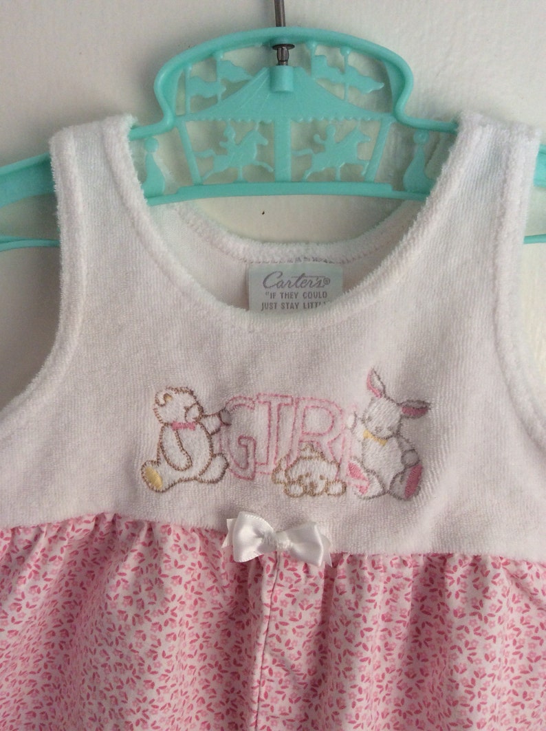 Vintage Carters GIRL Romper White Pink Sz 3-6M
