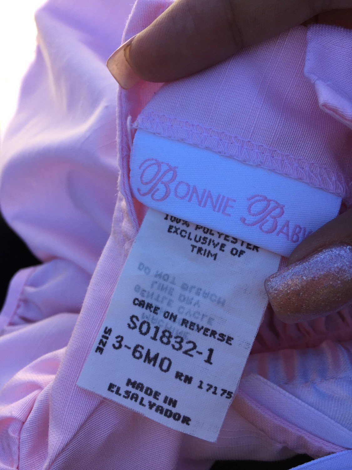 Robe Bébé Fille Bonnie Baby - Rose Fluo Et Vert Scintillant - Taille 18 Mois - Occasion