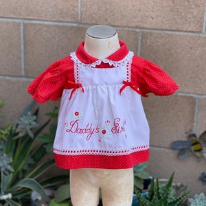Vintage Dress Daddy’s Girl Embroidered Flowers Sz 3/6M