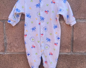Carter's To The Farm Baby Sleeper Cow Duck Grey Blue Tractor Frog Sz S 0/3M