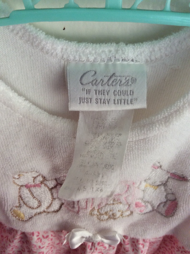 Vintage Carters GIRL Romper White Pink Sz 3-6M