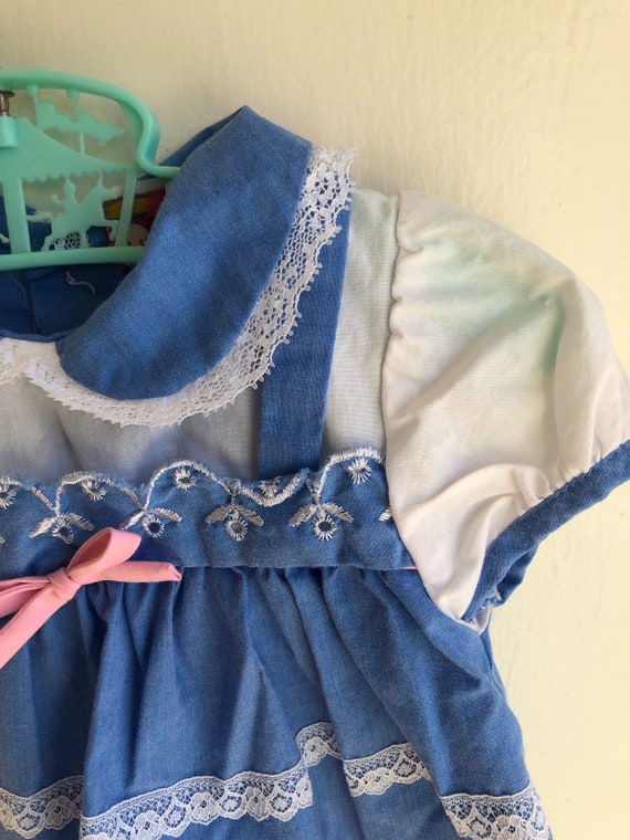 Vintage Fisher Price Baby Girl Dress Blue Lace Sz… - image 4