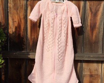 VTG Baby Girl Stretch Knit Sleeper Bag Sz 0-6M Pink Sleep Sack