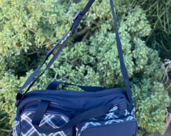 Vintage Graco Diaper Bag Baby Essentials Navy Blue Plaid