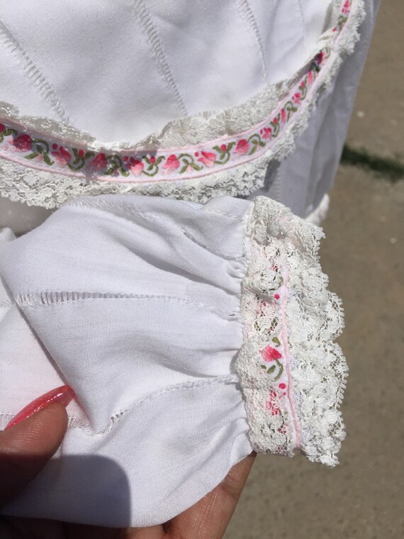 Handmade Baby Girl Dress Sz 12-18M White Pink Lac… - image 4