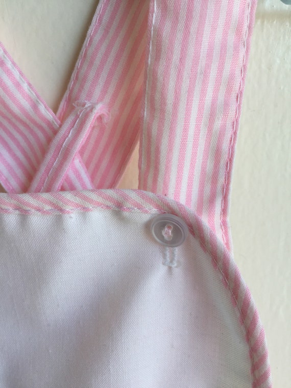 Vintage Baby Girl Rips Romper Overalls Sz 0-6M Pi… - image 4